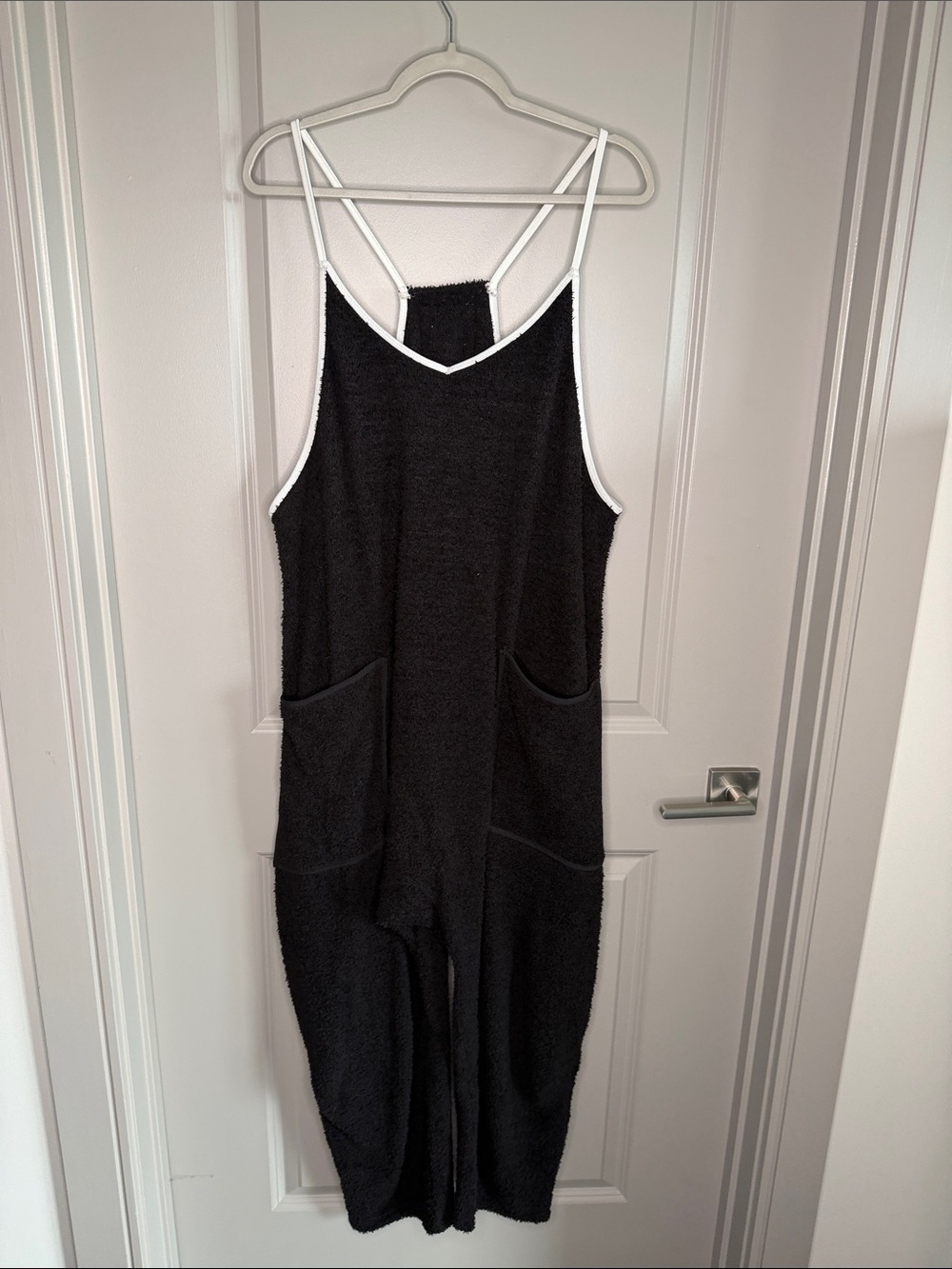 FP Movement by Free People Black Terry Jumpsuit with White Trim